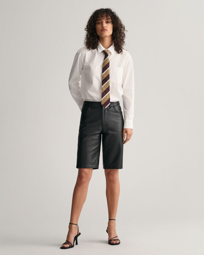 Leren short met rechte pijp