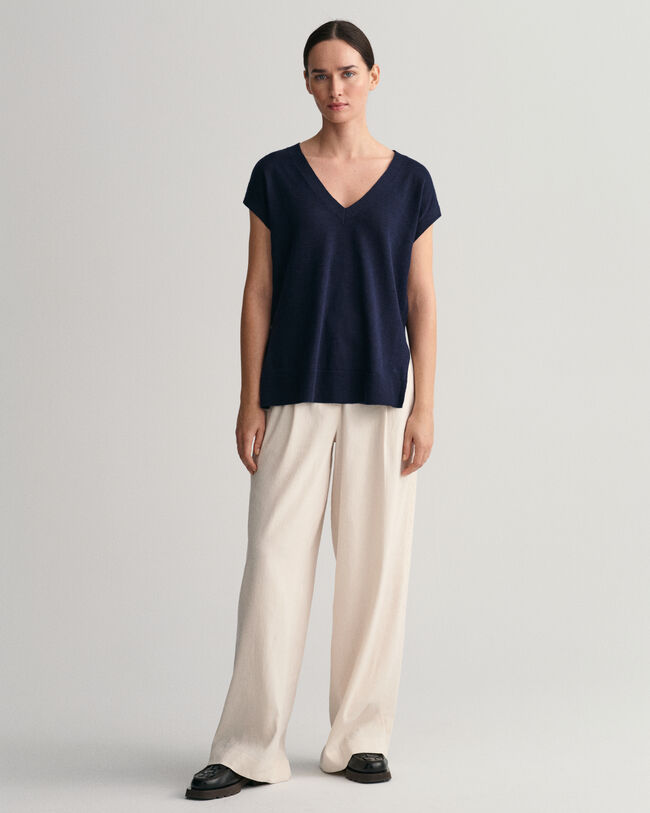 Spencer met V-hals van linnenmix