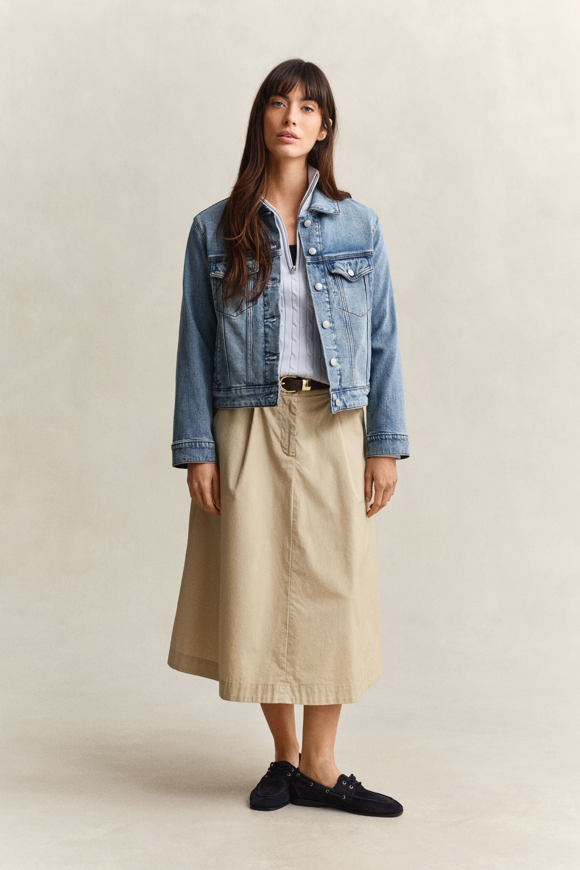 Gebreide kabeltrui met korte rits