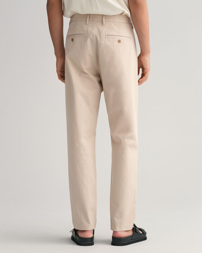Slim Fit chino van keperstof met plooien