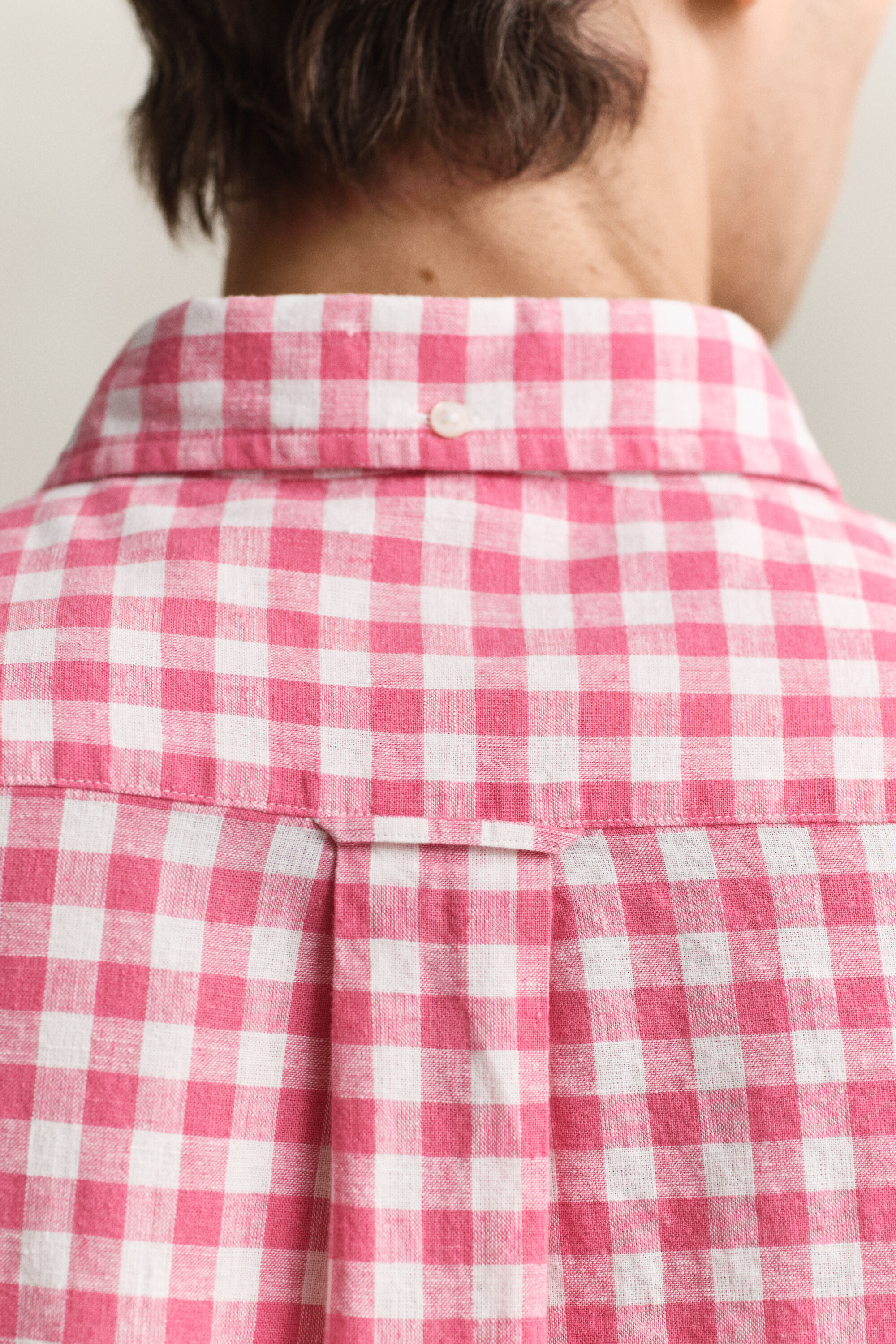 Overoverhemd van linnenmix met Gingham-ruitje