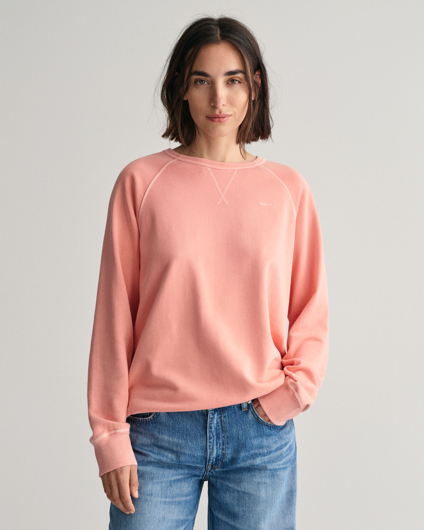 Sunfaded sweatshirt met ronde hals