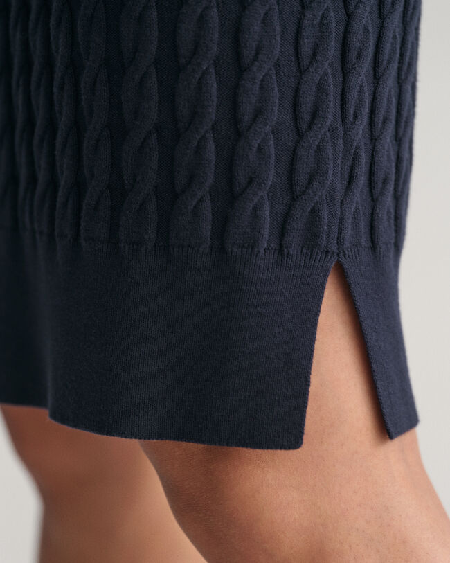 Kabeljurk met ronde hals van stretchkatoen