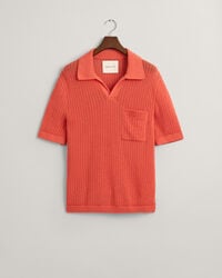 Geribde polotrui met korte mouwen van linnenmix