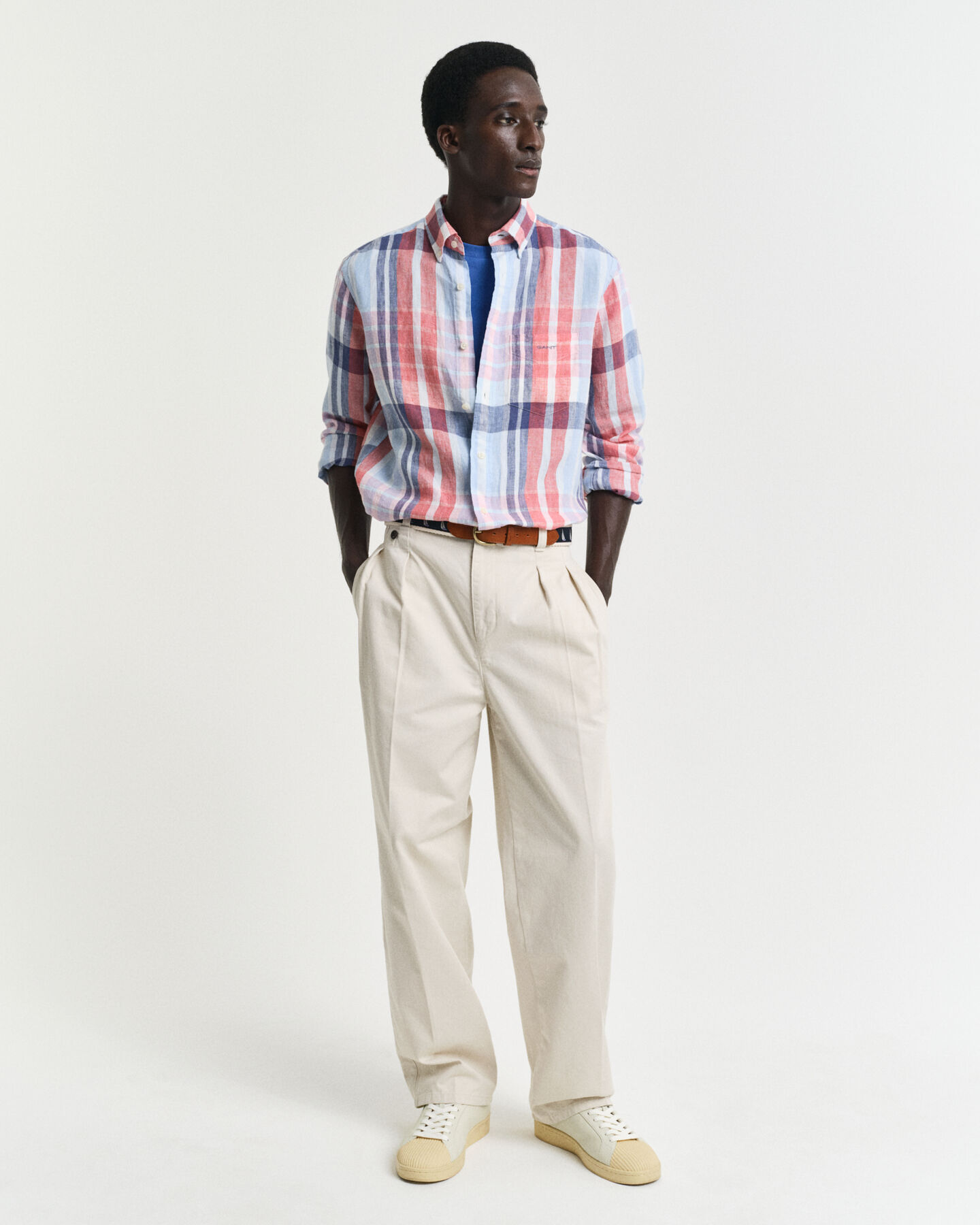 Regular Fit linnen overhemd met madrasruit