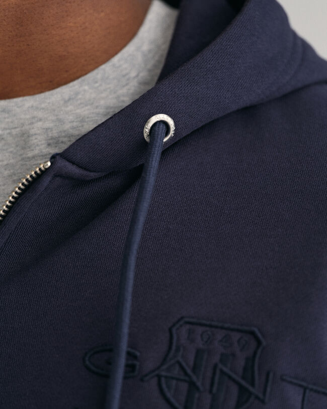 Tonal Shield hoodie met ritssluiting