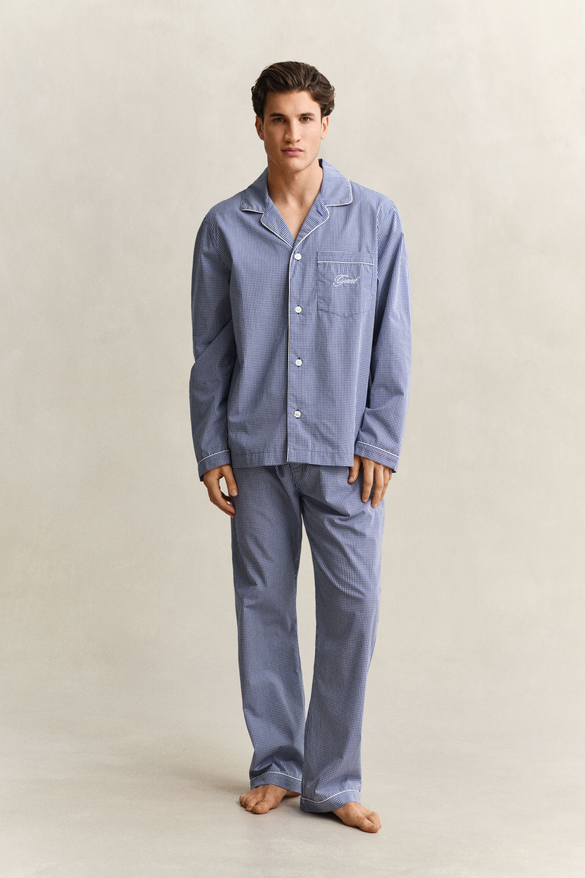 Pyjama van poplin met Gingham-ruitje