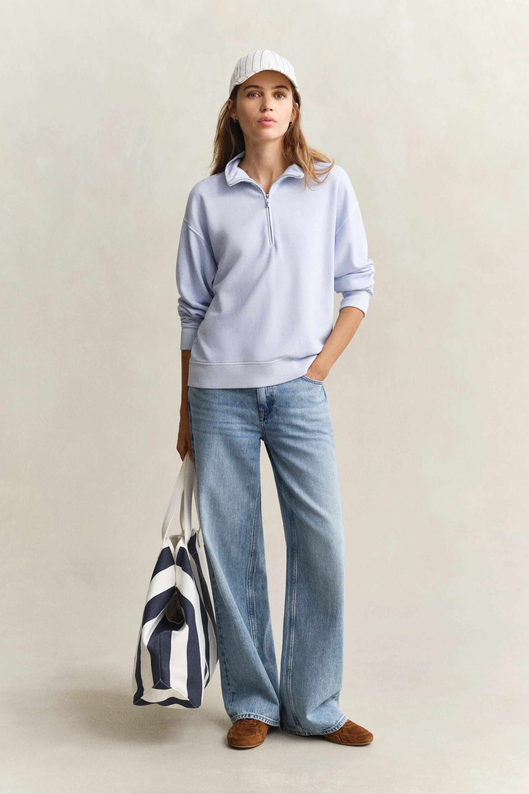 Verwassen Shield sweatshirt met korte rits