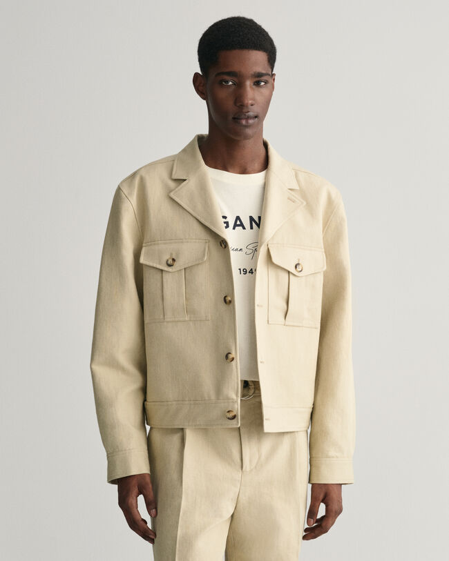 Relaxed Fit kostuumjasje van katoen en linnen