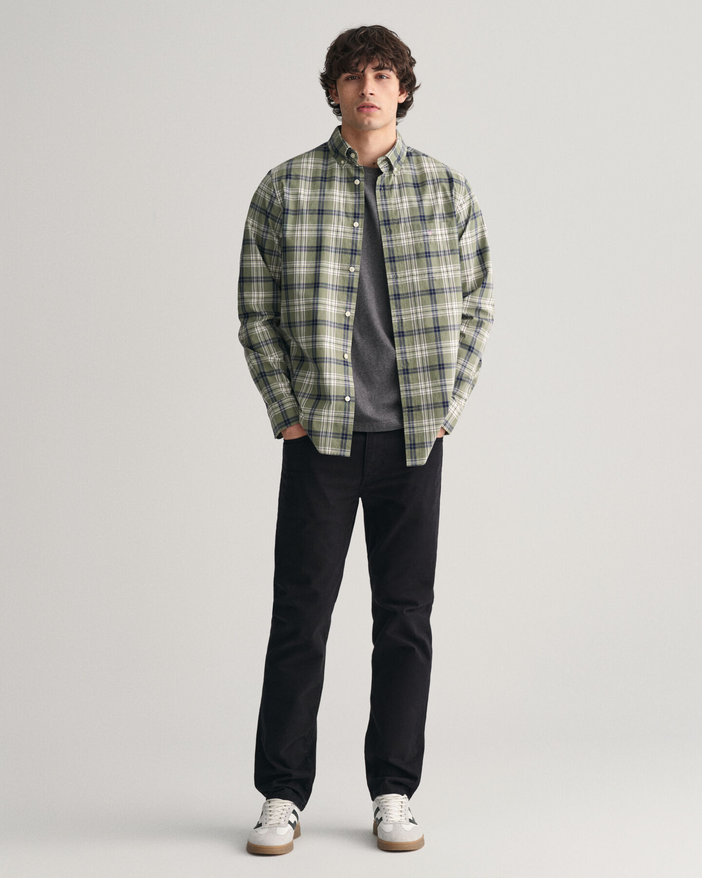 Regular Fit poplin overhemd met ruitjes