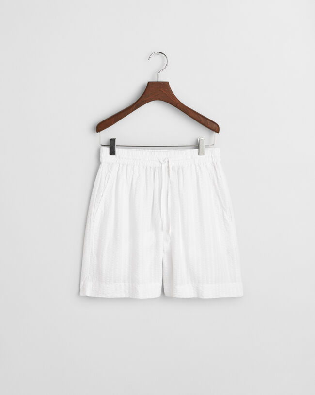 Seersucker short met ton sur ton streepje