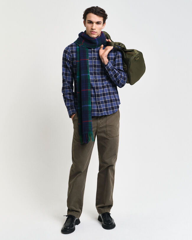 Regular Fit overhemd met ruit en visgraatstructuur