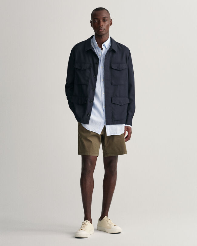 Regular Fit gestreept linnen overhemd