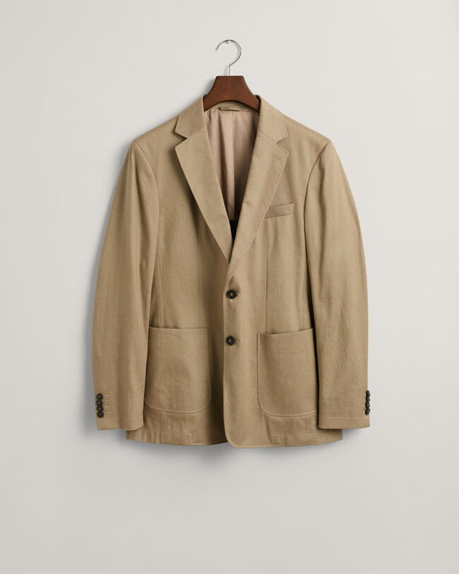 Kostuumblazer van katoen en linnen
