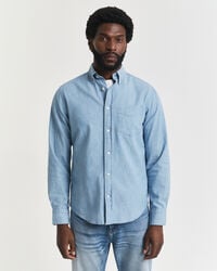 Regular Fit indigo chambray overhemd