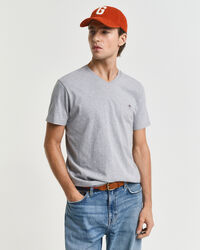 Slim Fit Shield T-shirt met V-hals