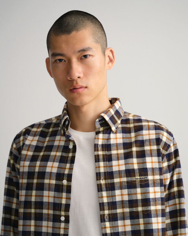 Regular Fit overhemd van geborsteld Oxford-katoen met Schotse ruit