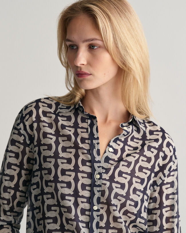 Relaxed Fit G Patterned blouse van katoen en zijde