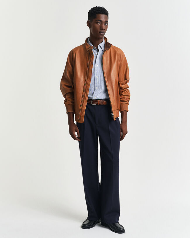 Regular Fit gestreept seersucker overhemd met korte mouwen