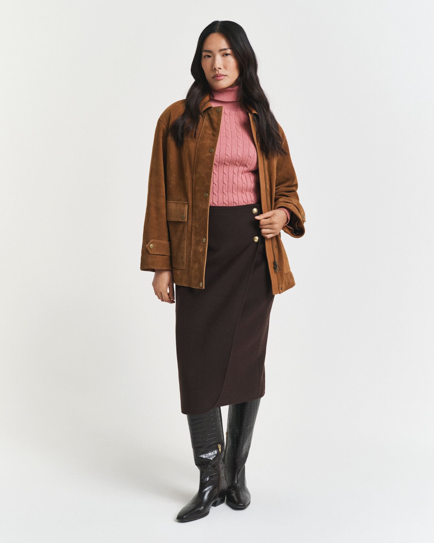 Kabelgebreide coltrui van stretchkatoen