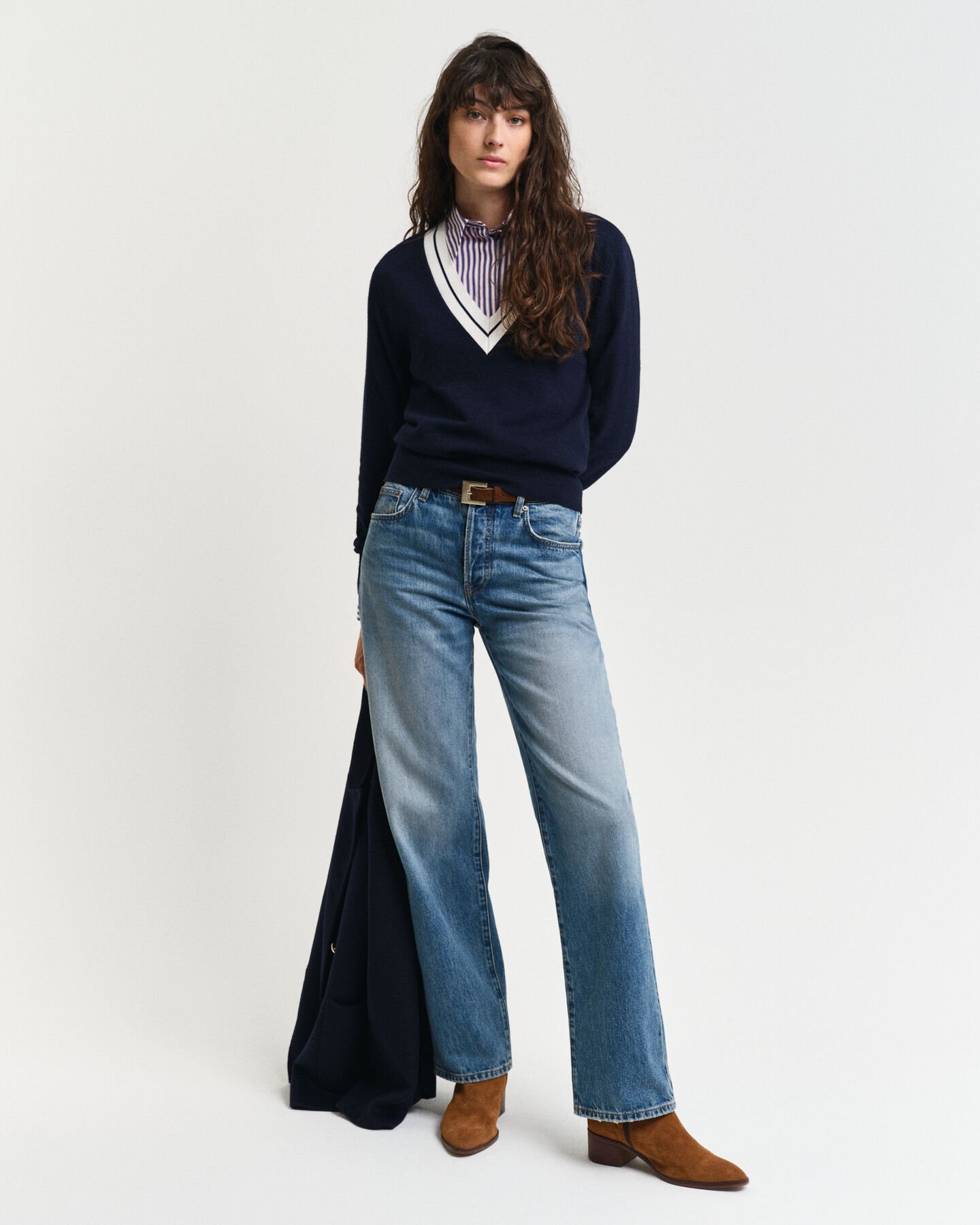 Contrast trui met V-hals