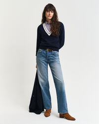 Contrast trui met V-hals