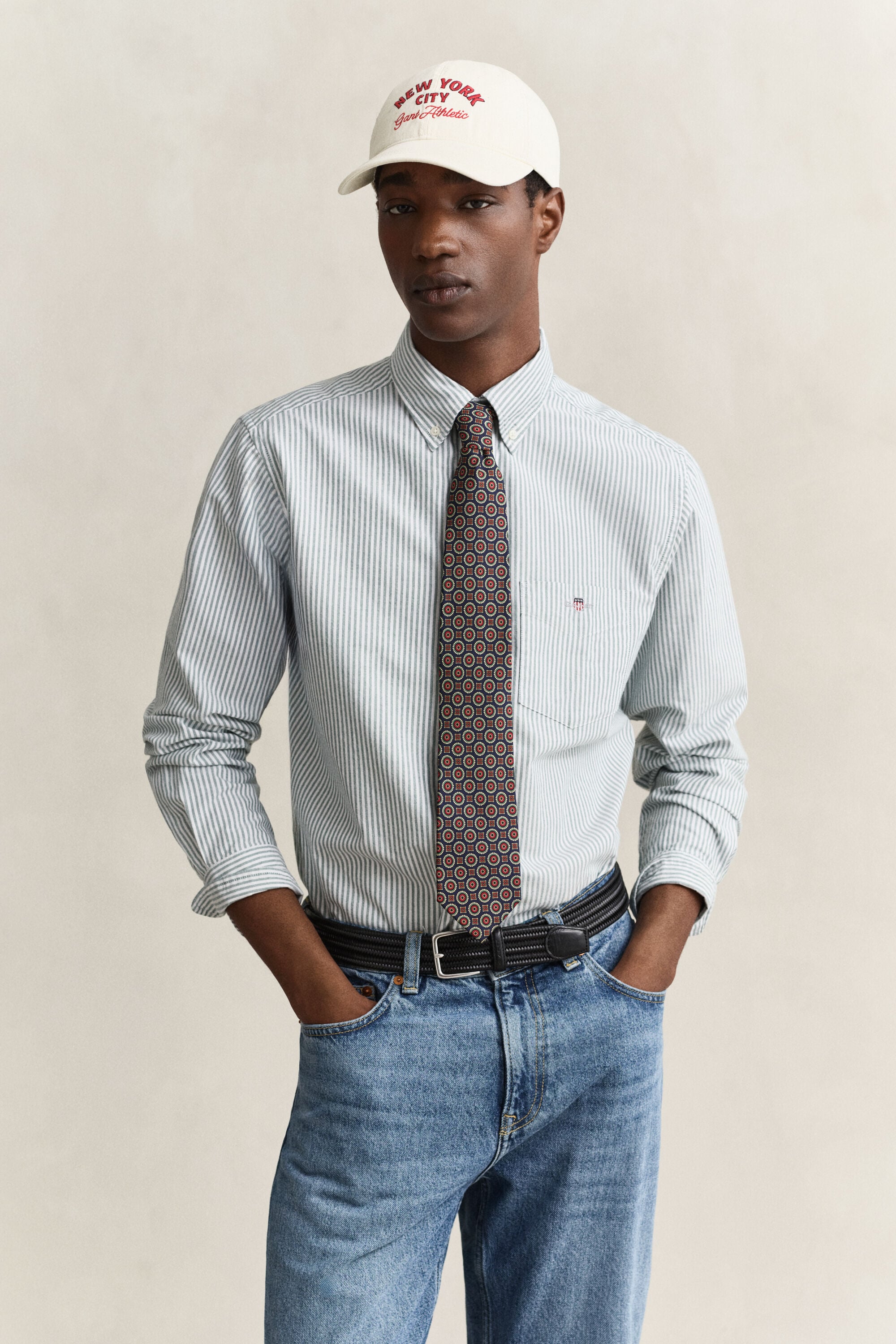 Classic Regular gestreept Oxford-overhemd