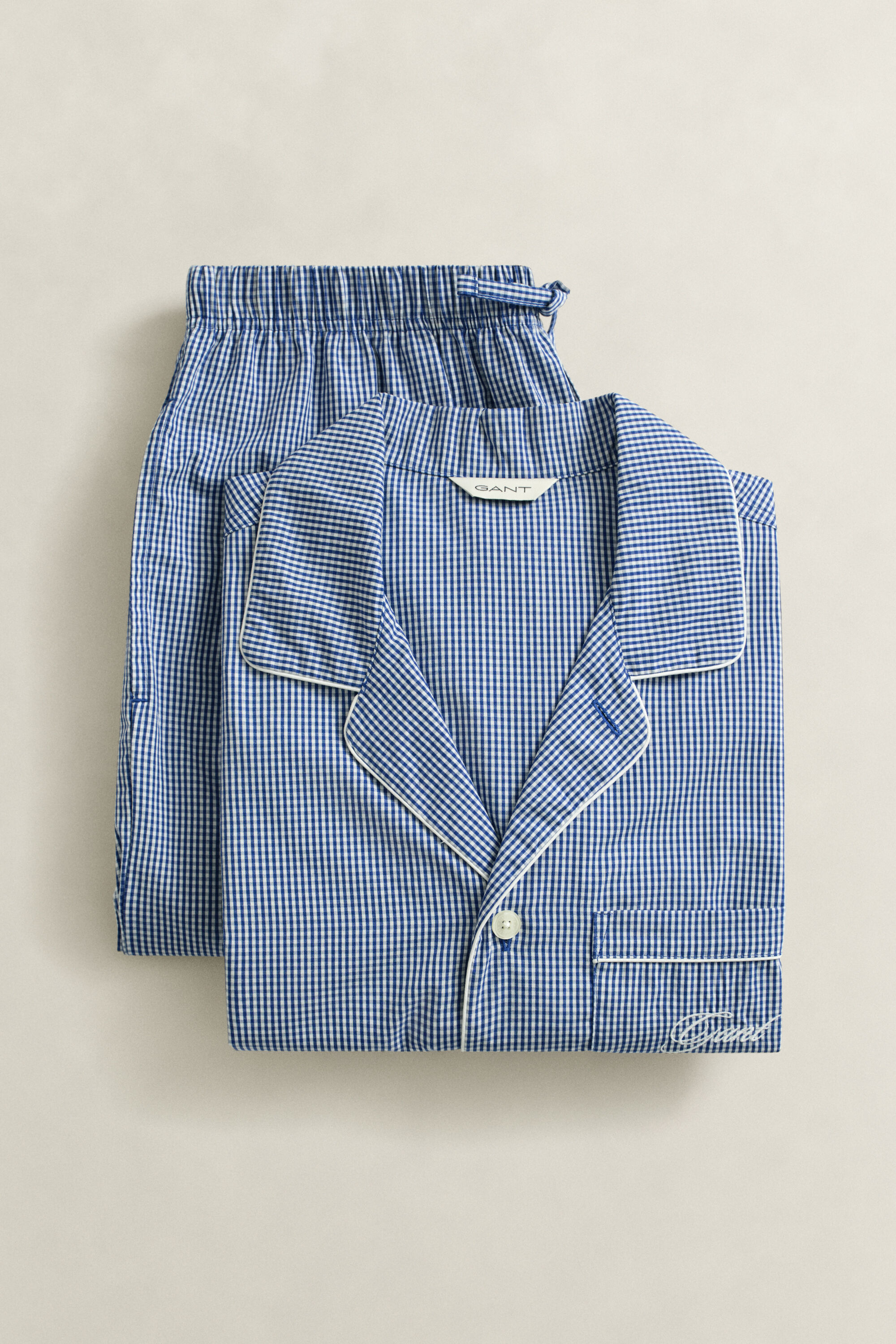 Pyjama van poplin met Gingham-ruitje
