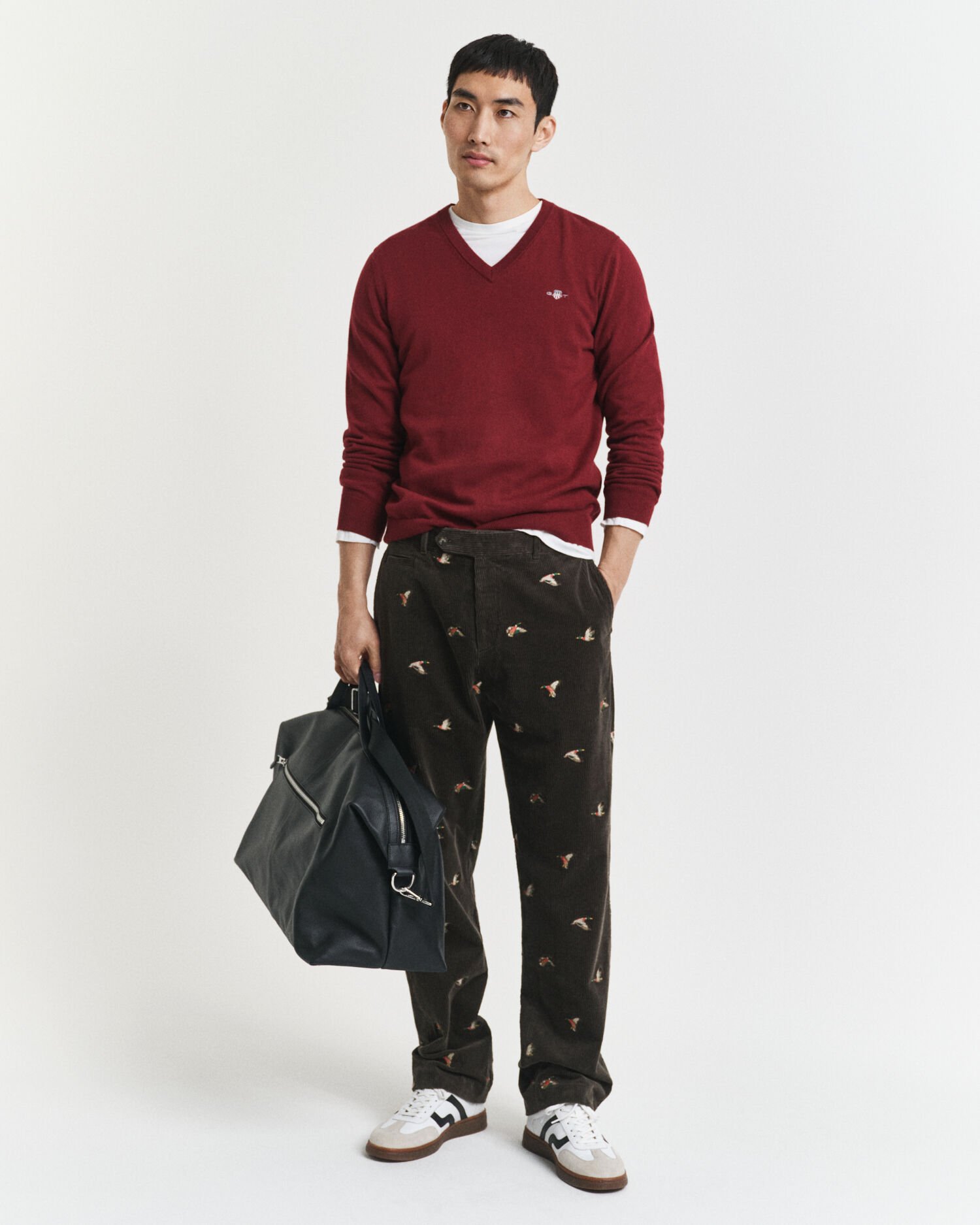 Klassieke sweater van katoen met V-hals