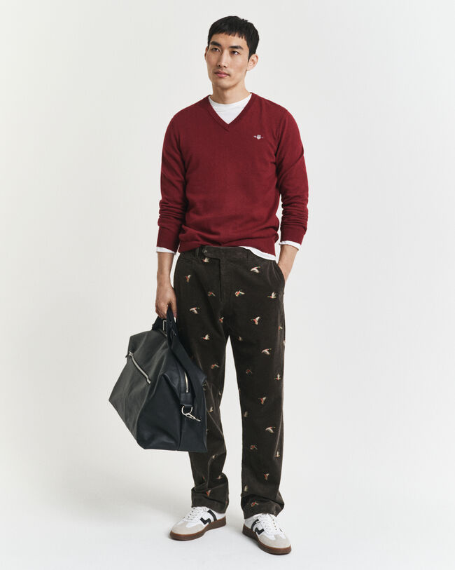 Klassieke sweater van katoen met V-hals