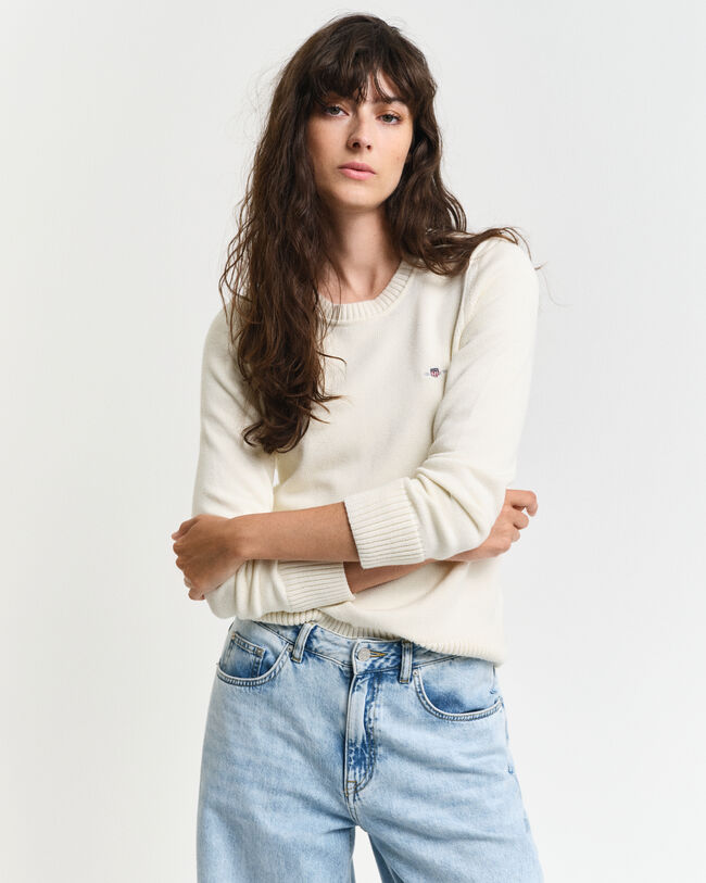 Klassieke katoenen trui met ronde hals