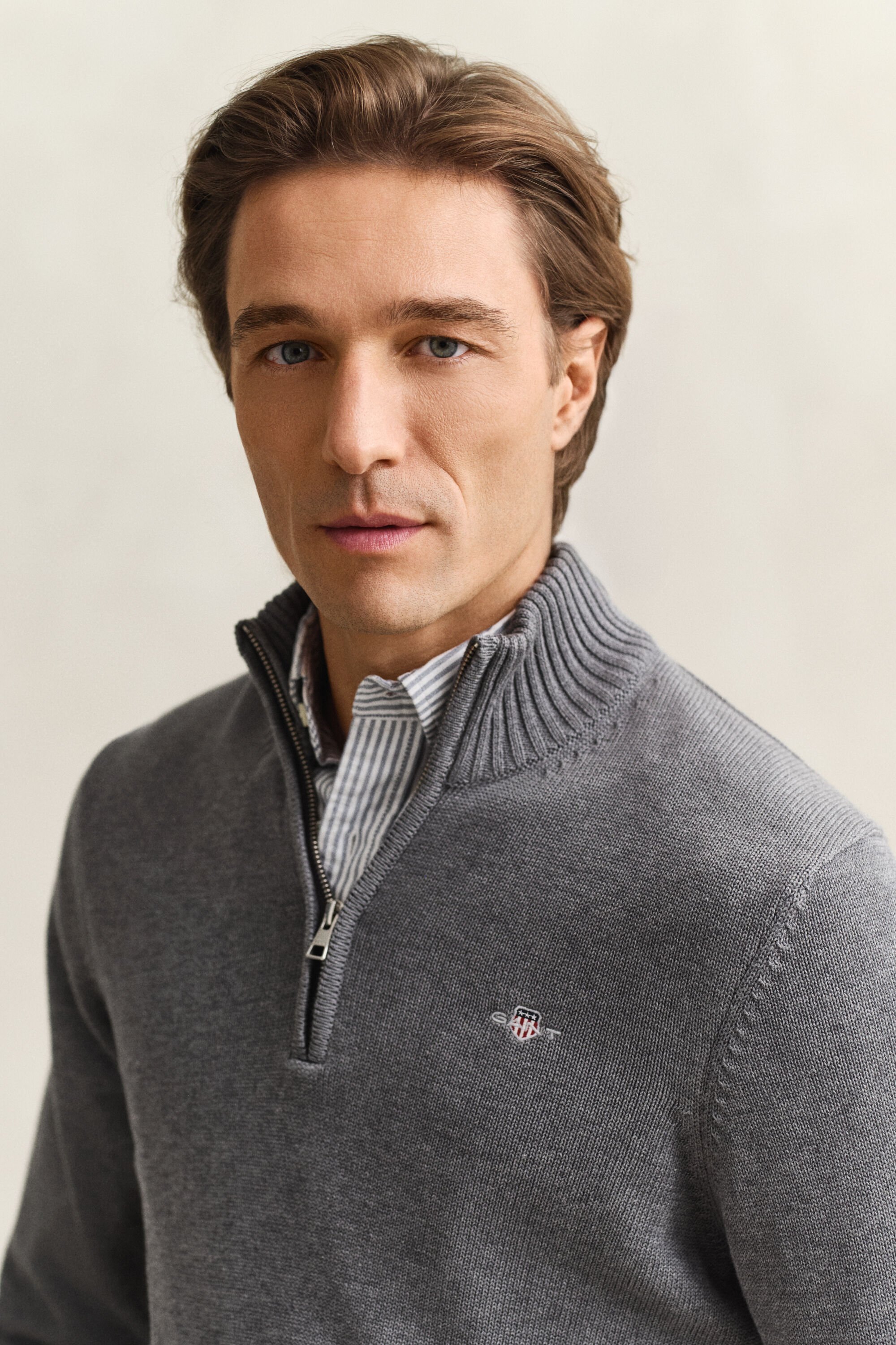 Casual katoenen trui met korte rits