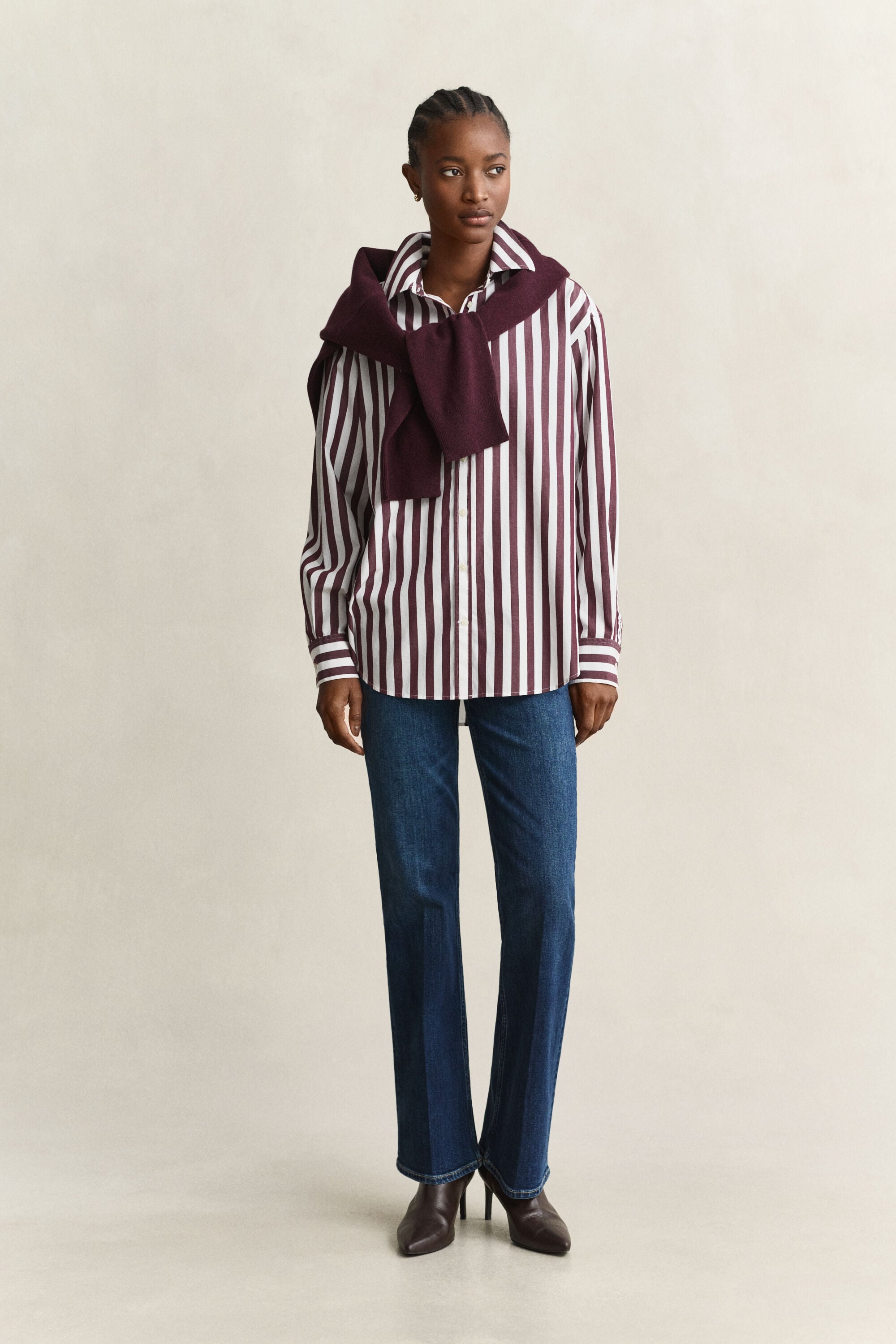 Relaxed fit poplin overhemd met strepen