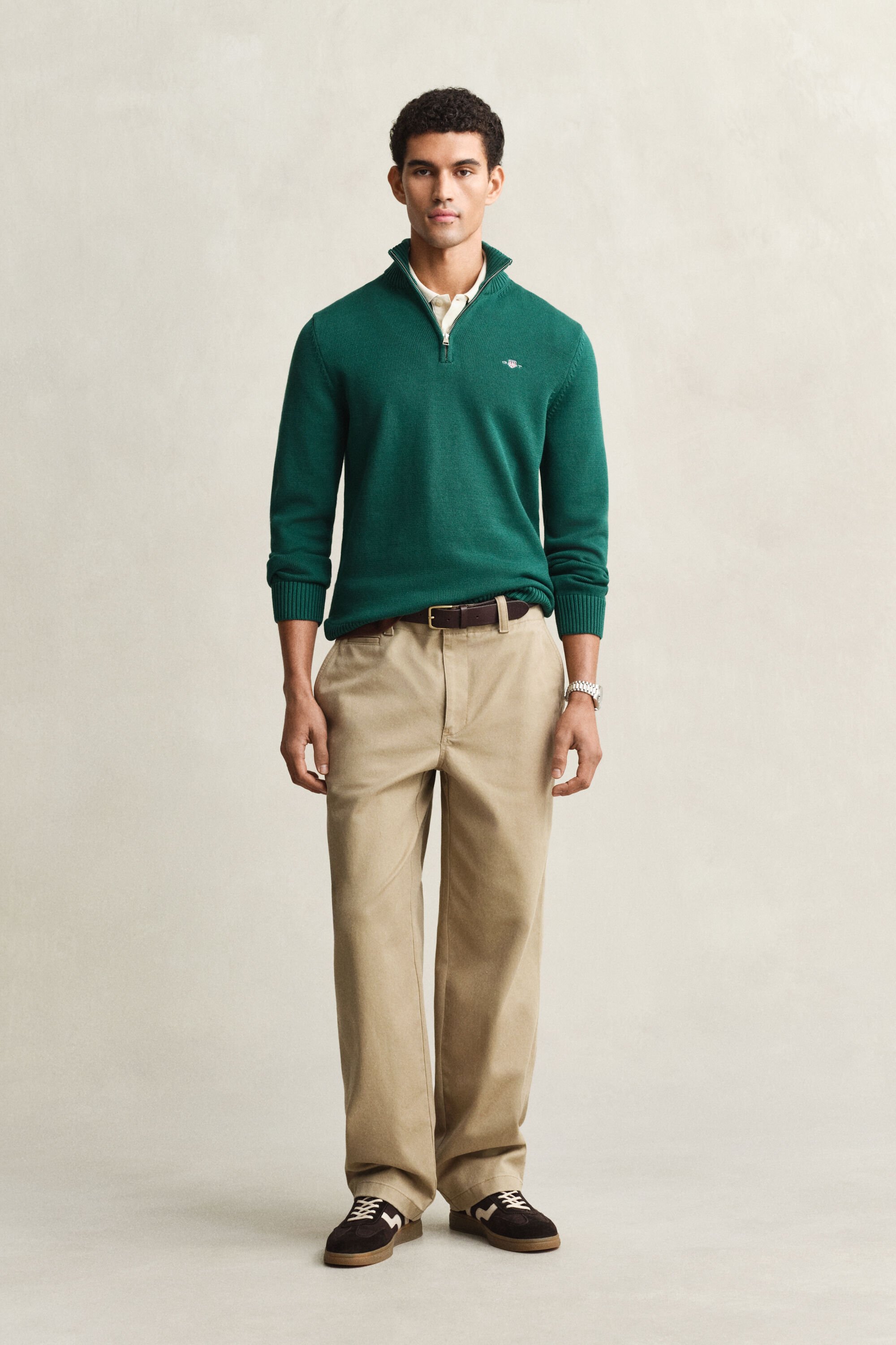 Casual katoenen trui met korte rits