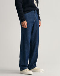 Relaxed fit jeans van katoen en linnen