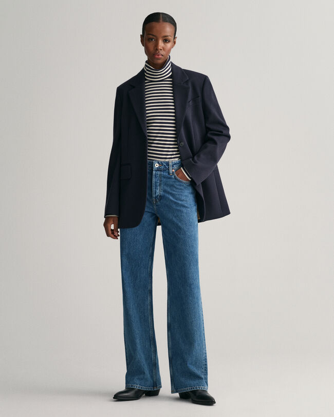 Gestreepte coltrui met rib en lange mouwen