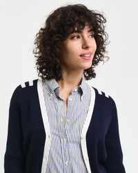 Vest met V-hals en contrasterend detail