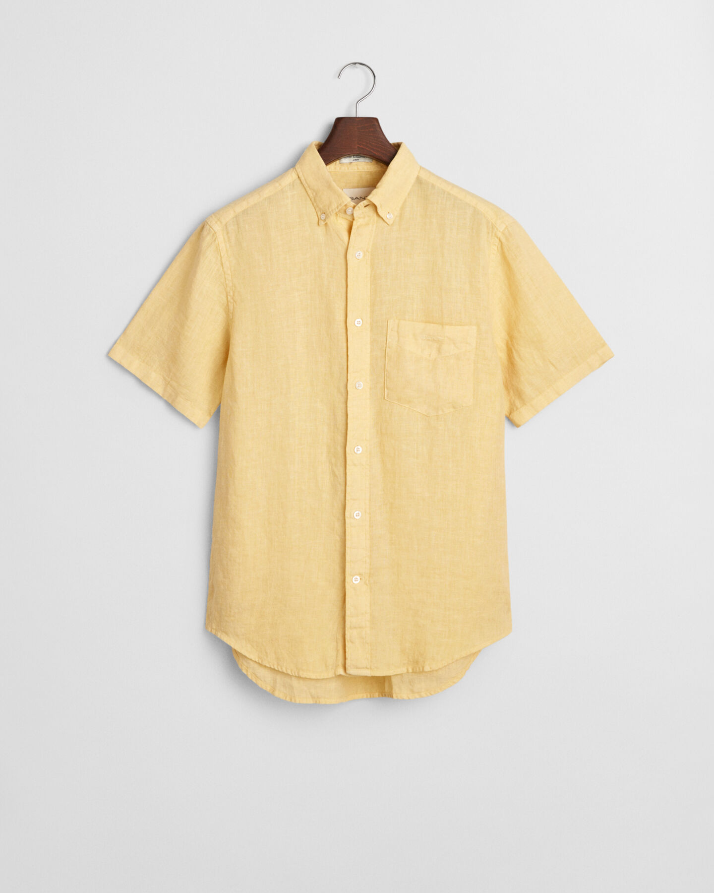 Regular Fit speciaal geverfd linnen overhemd met korte mouwen