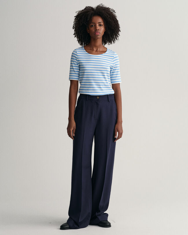 Geribd T-shirt met halflange mouwen en strepen