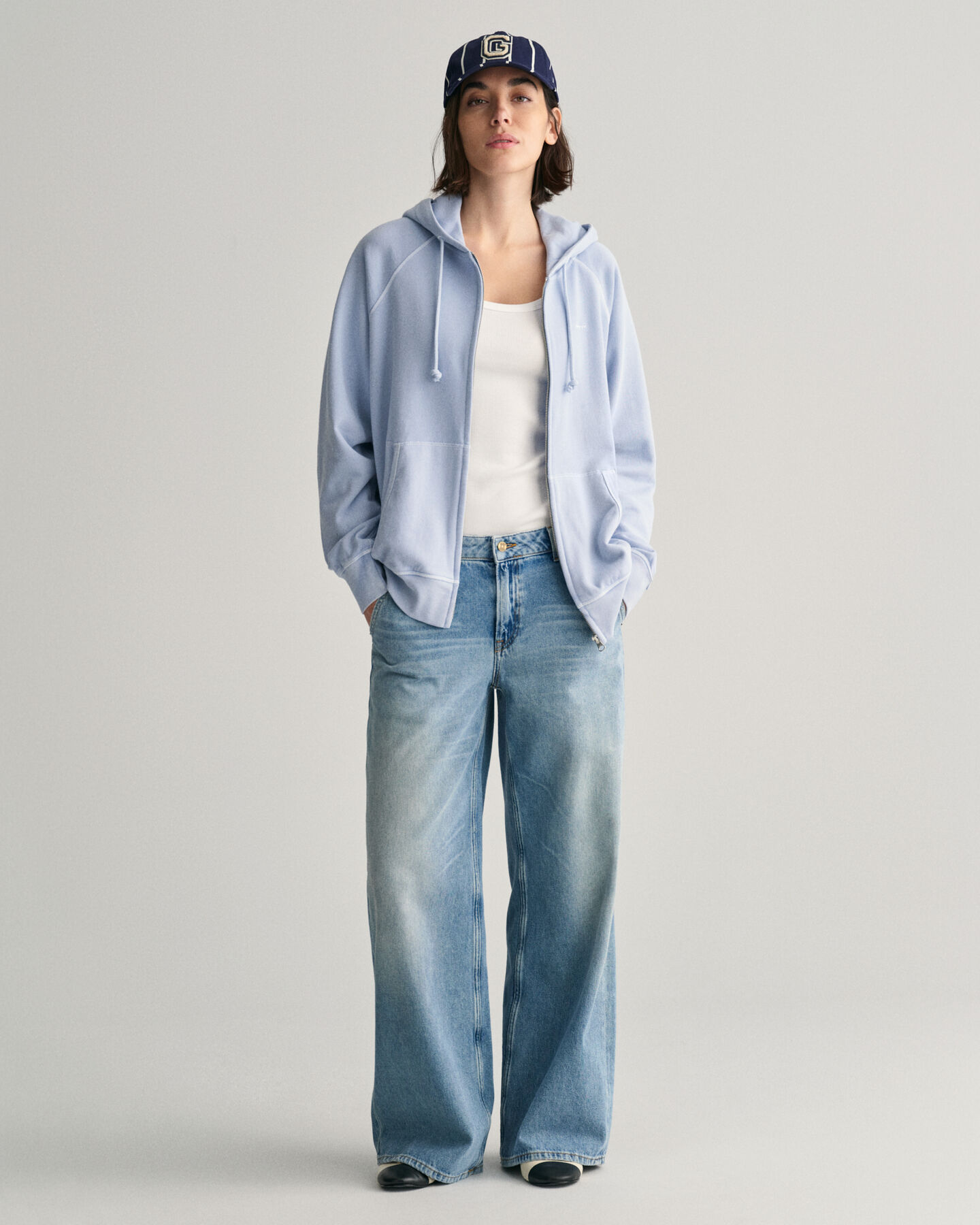 Sunfaded hoodie met ritssluiting