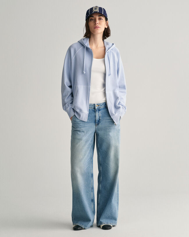 Sunfaded hoodie met ritssluiting