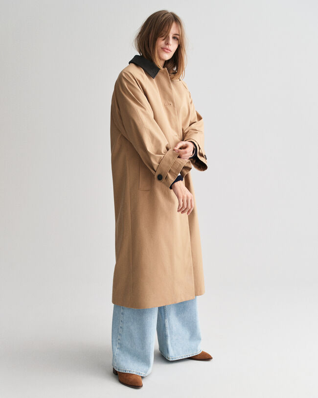 Car Coat met leren kraag