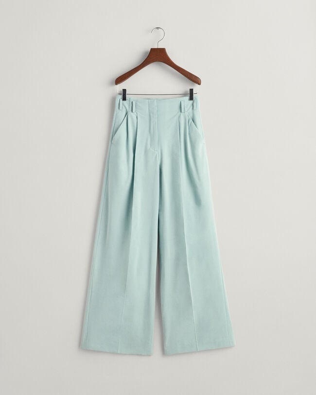 Bandplooibroek met wijde pijpen en hoge taille