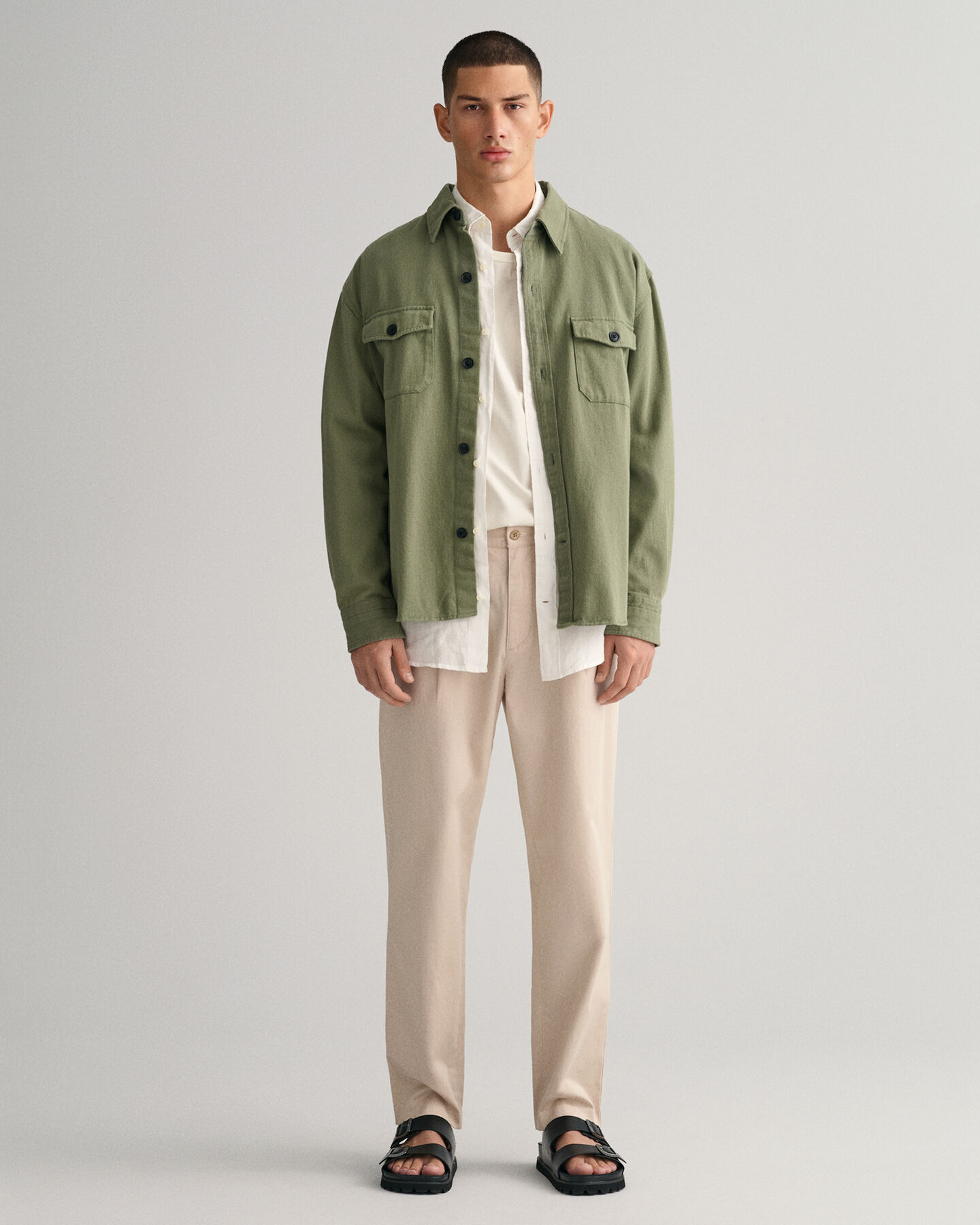 Slim Fit chino van keperstof met plooien