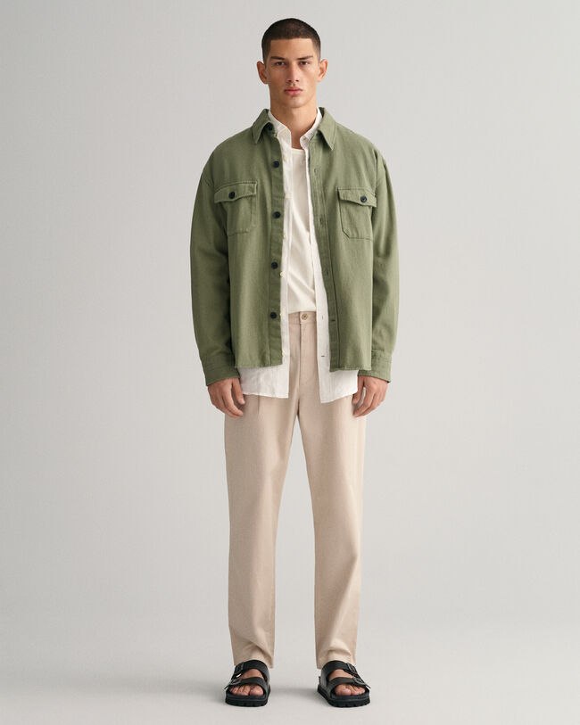 Slim Fit chino van keperstof met plooien