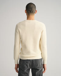 Texture sweater met ronde hals van katoen