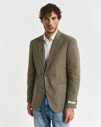 Slim Fit kostuumjasje van katoen en linnen