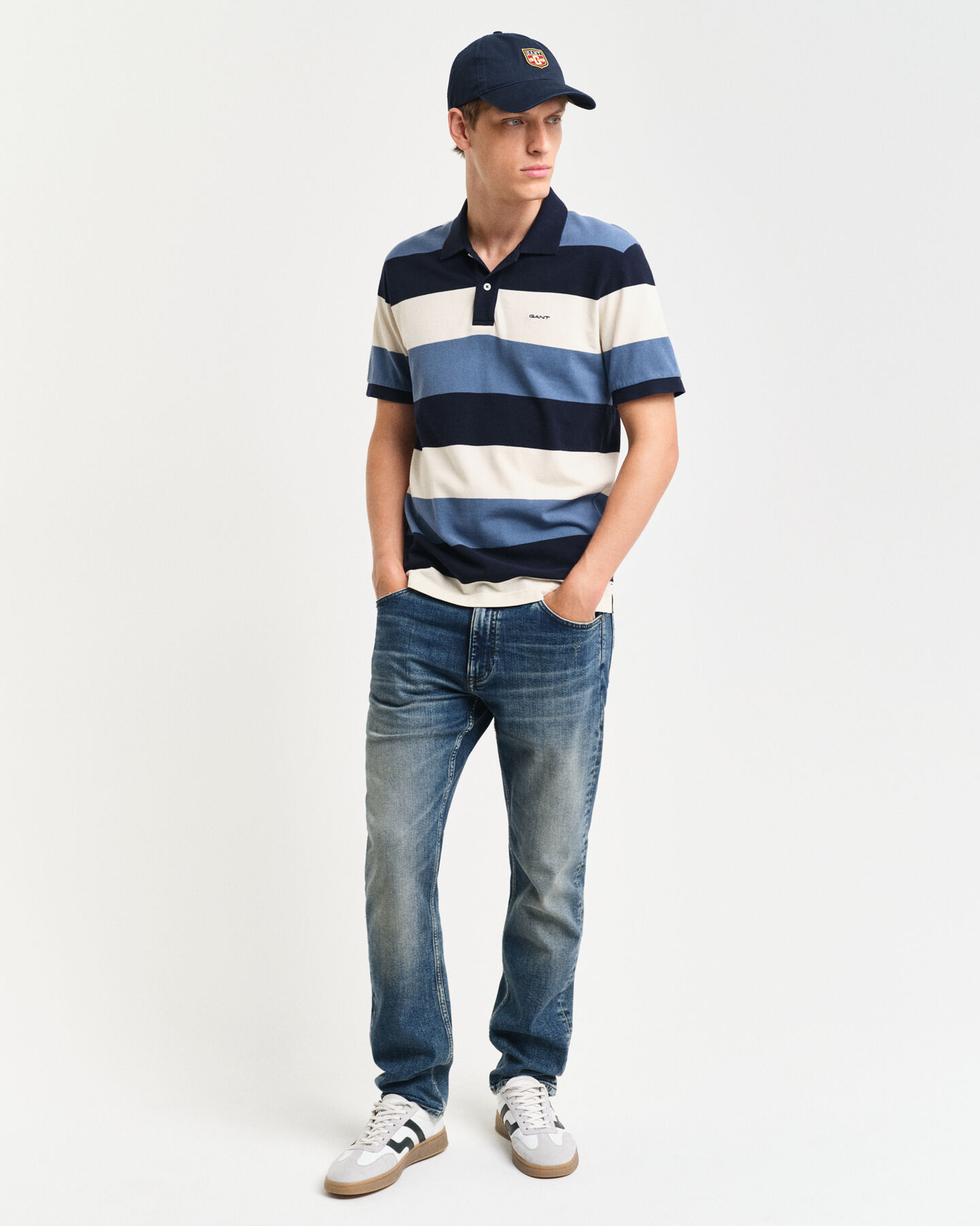 Piqué poloshirt met brede streep