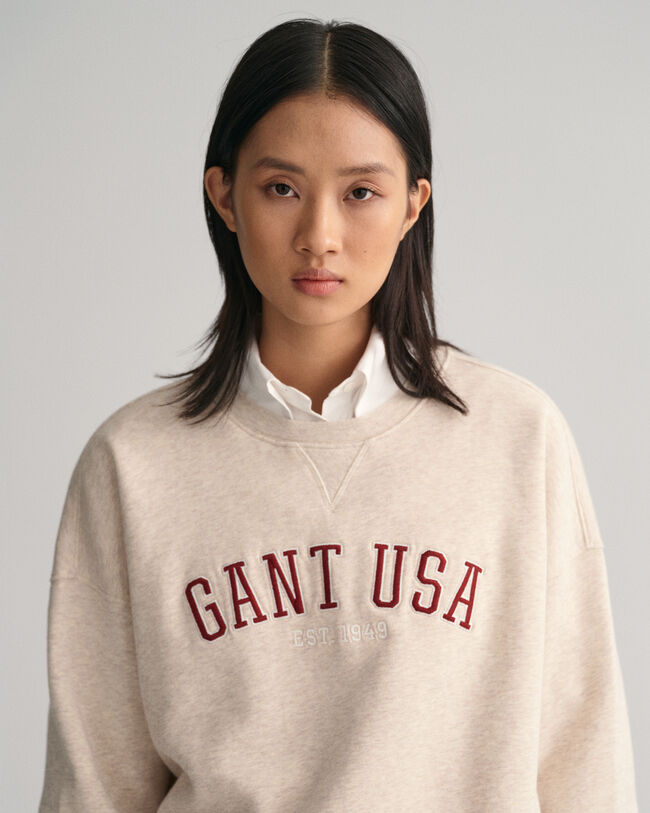 Oversized GANT USA sweatshirt met ronde hals