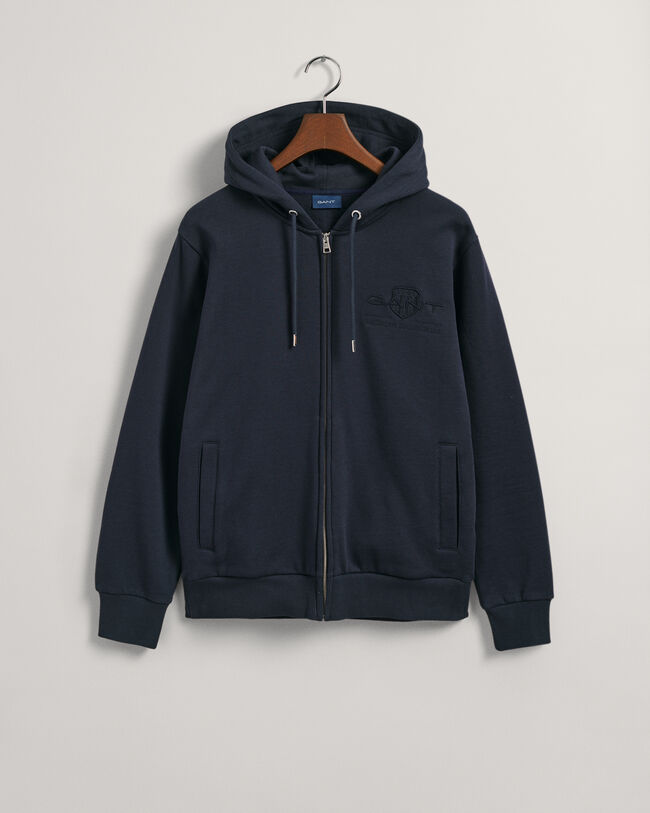 Tonal Shield hoodie met ritssluiting